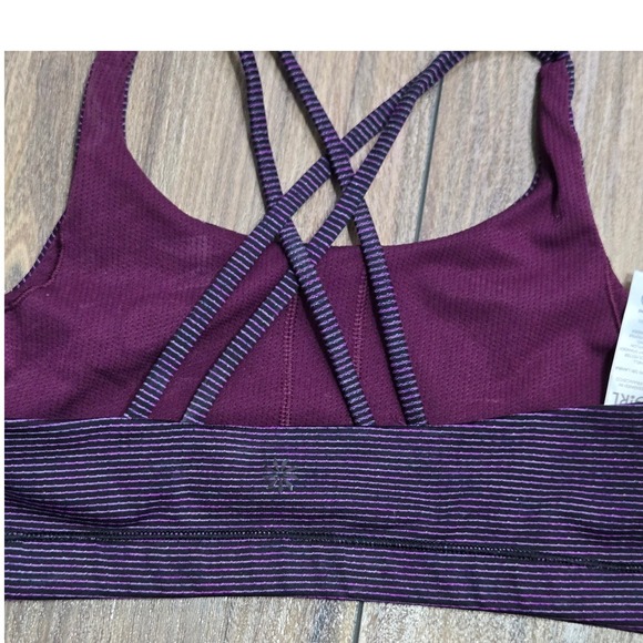 Athleta Girl XL 14 Purple Striped Strappy Back Upbeat Sports Bra 2.0 Activewear - Picture 4 of 6